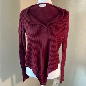Burgundy Long Sleeve Bodysuit